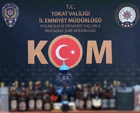 Tokat’ta bir köye sahte içki operasyonu