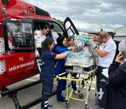 Ambulans helikopter yeni doğan bebek için havalandı