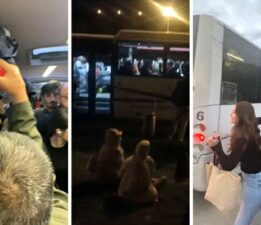 Halk otobüsü fazla yolcu alınca dengesi bozulup devrilme tehlikesi geçirdi