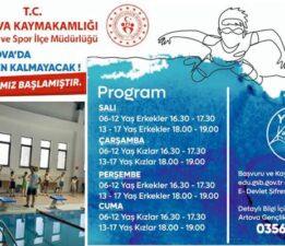 Artova’da gençler yüzme öğrenecek