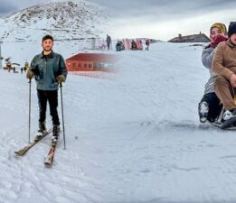Perşembe Yaylası’nın göz alıcı manzarasında kayak keyfi