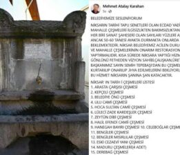 Niksarlı bir vatandaş, Başkan Semih Tepebaşı’na ‘Tarihi Niksar Çeşmeleri’ni hatırlattı