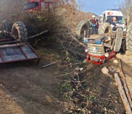 Ters dönen traktörün sürücüsü yaralandı
