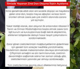 Tokatta zirai don sonrası hasar tespit çalışmaları başladı