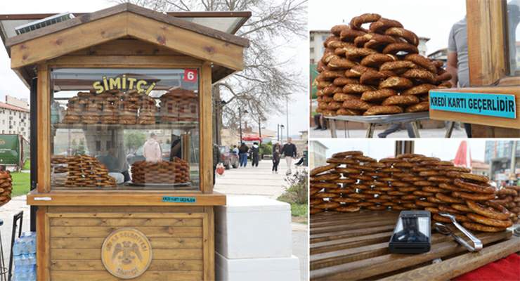 Seyyar simit tezgâhına POS cihazı koydu