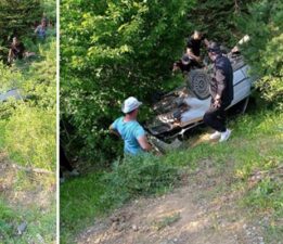 Virajı alamayan otomobil şarampole yuvarlandı: 3 yaralı