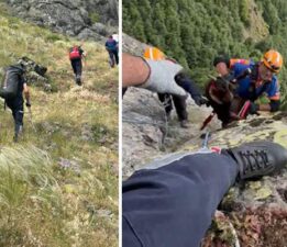 Kayalıklarda mahsur kalan keçiler kurtarıldı