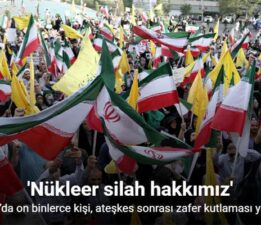 İran’da on binlerce kişi, ateşkes sonrası zafer kutlaması yaptı