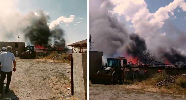 Tokat’ta çıkan yangında 1 ev ve 2 ahır küle döndü