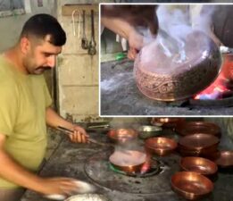 Kalay ustalarının 200 dereceyi bulan sıcaklıkta zorlu mesaisi