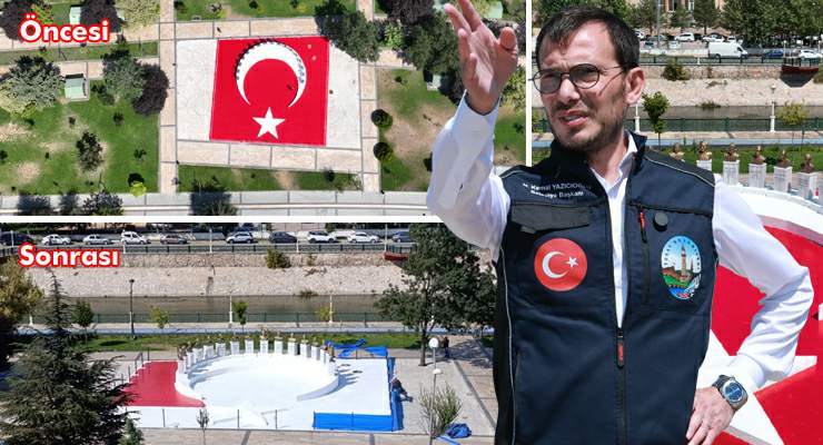 Tokat’ta eleştirilere sebep olan “Anıt-Türk Bayrağı” zemin rengi değişiyor