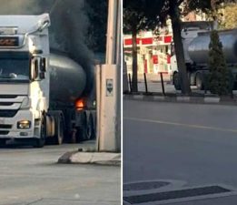 Kırmızı ışıkta bekleyen tırın tekerlekleri yandı; facia itfaiyenin hızlı müdahalesiyle önlendi
