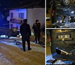 Takla atan araçtaki 5 kişi yaralandı