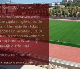 Tokat Belediyespor artık iç saha maçlarını TOGÜ’de oynayacak