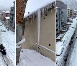 Tokat’ta dik yokuşlar kar yağışıyla şenlendi