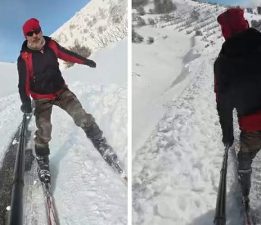 Palandöken’e gidemeyen kayak tutkunları köy yolunu piste çevirdi