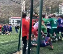 Tokat’ta amatör maçta saha karıştı
