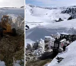 Kar iş makinelerinin boyunu aştı, Kapalı yollar böyle açıldı