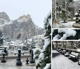 Tokat’ta sabah başlayan kar yağışı kenti beyaza bürüdü