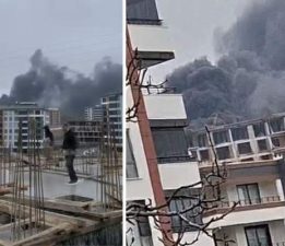 Tokat’ta inşaatta çıkan yangın korkuttu