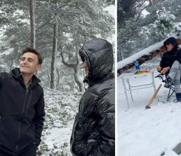 Tokat’ta bahar ortasında yağan kar mest etti