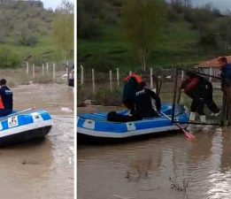 Almus’ta evlerinde mahsur kalan vatandaşlar AFAD botları ile kurtarıldı