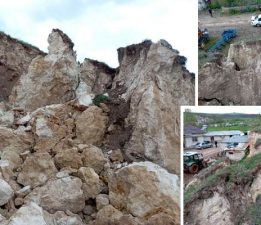 Tokat’ta köy girişindeki heyelan korkuttu
