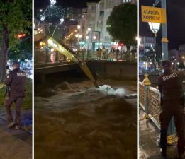 Tokat’ta Atatürk Köprüsü, taşkın riskine karşı yaya trafiğine kapatıldı