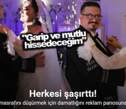 Düğün masrafını düşürmek için damatlığını reklam panosuna çevirdi