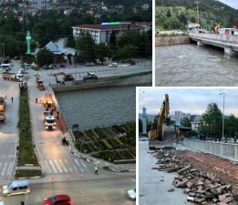 Taşkın riskine karşı Çedaş Köprüsü’nde yıkım çalışmaları başlatıldı
