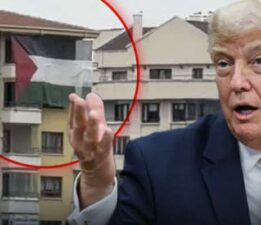ABD Başkanı Trump’ın kalacağı otelin karşısına Filistin bayrağı asıldı