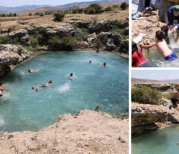 Uyuzlar şifa bulmak, gençler ise serinlemek için giriyor